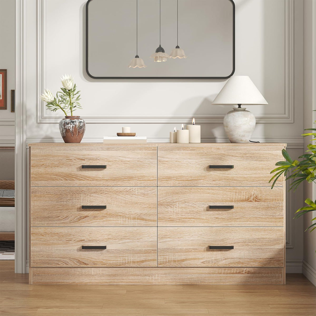 Light Oak 6 Drawer Dresser Y562