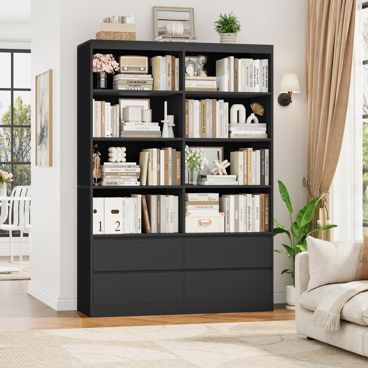 Black 4 Drawer Bookshelf T328