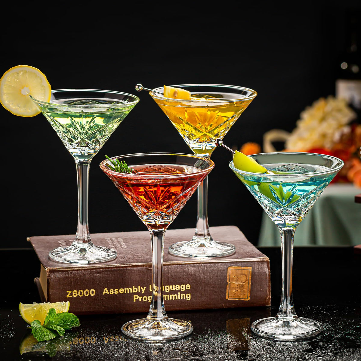 Set of 4 Crystal Stemmed Cocktail Glasses H551581