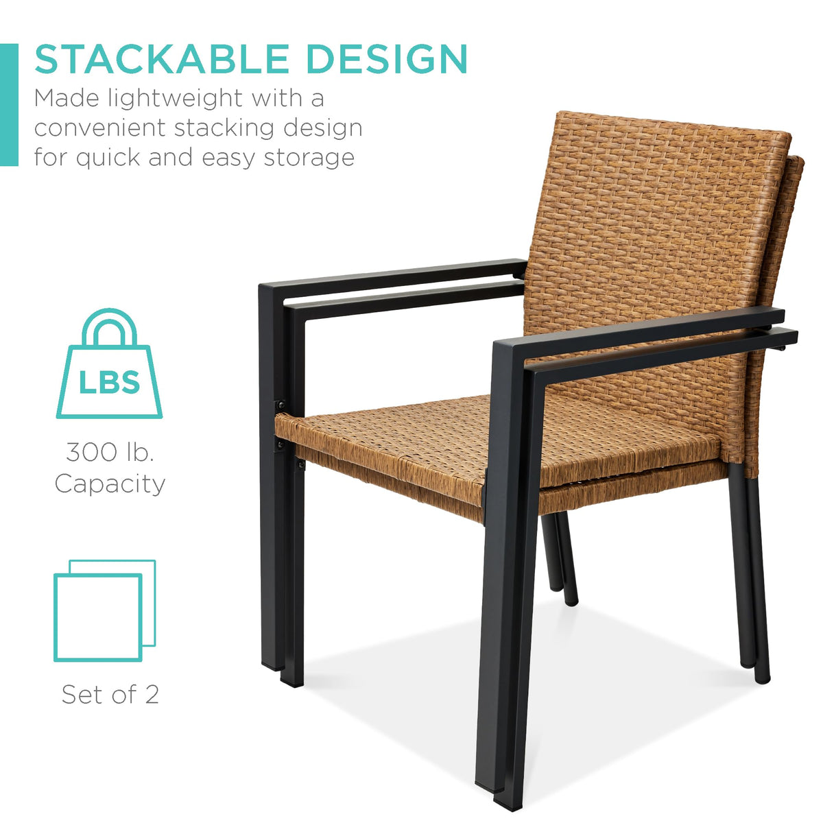 Set of 2 Stackable Outdoor Wicker Dining Chairs C422355
