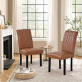 Upholstered Dining Chairs Set of 2 PU Leather Brown V4455