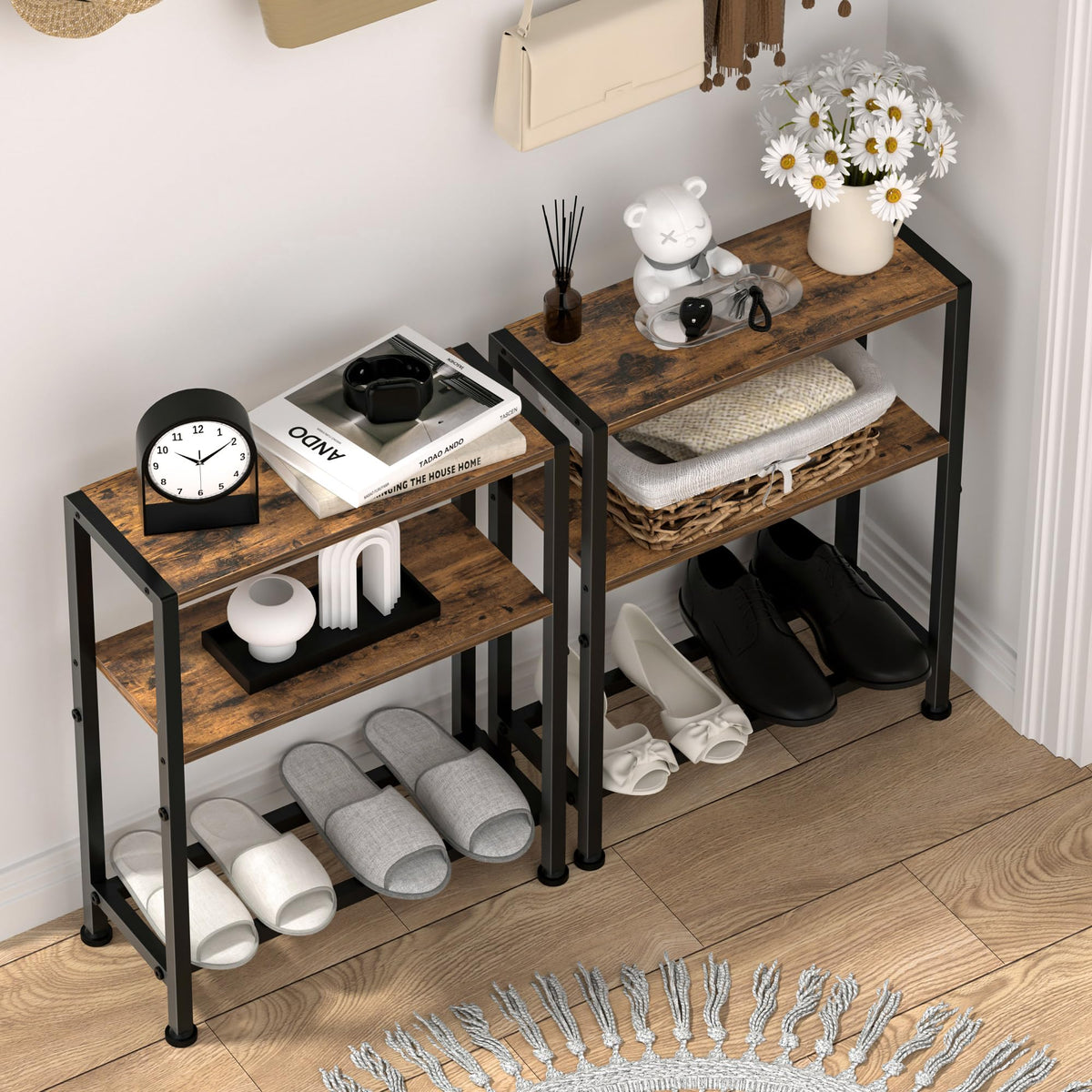 Narrow 2-Tier Side Table with Shelf B14608