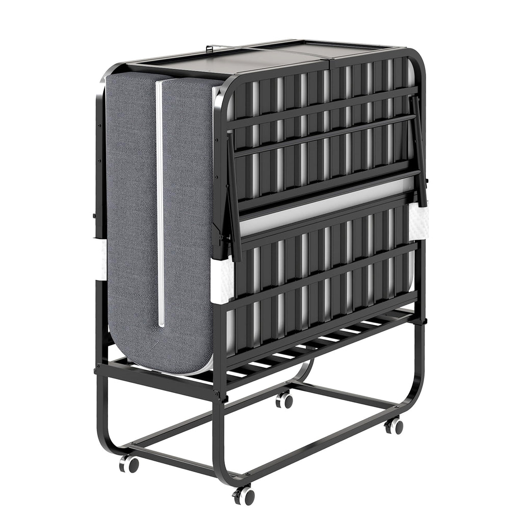 Folding Bed with Mattress, 5-Inch Memory Foam, 500lbs Capacity, Metal Frame, Adjustable Headboard R48179