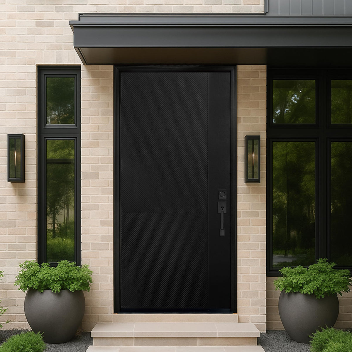 Fiberglass Front Door 36" x 80" Left-Hand Inswing Black T1626