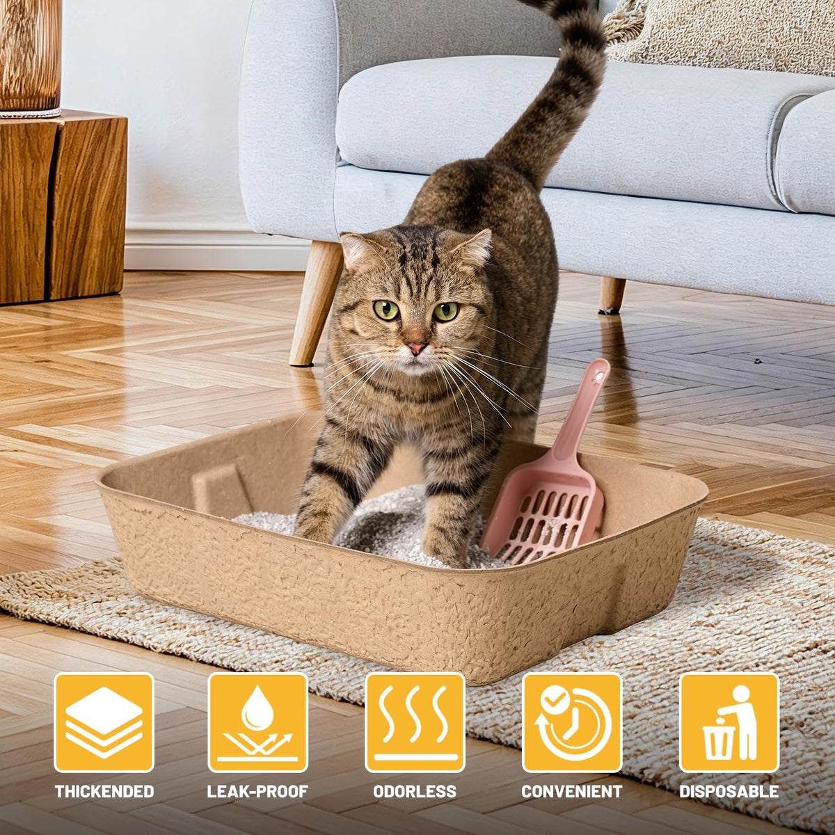 4 Pack Disposable Cardboard Cat Litter Boxes L790058