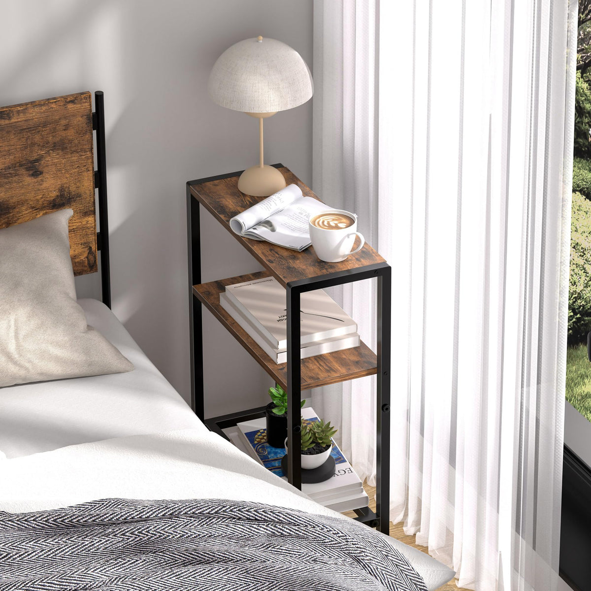 Narrow 2-Tier Side Table with Shelf B14608