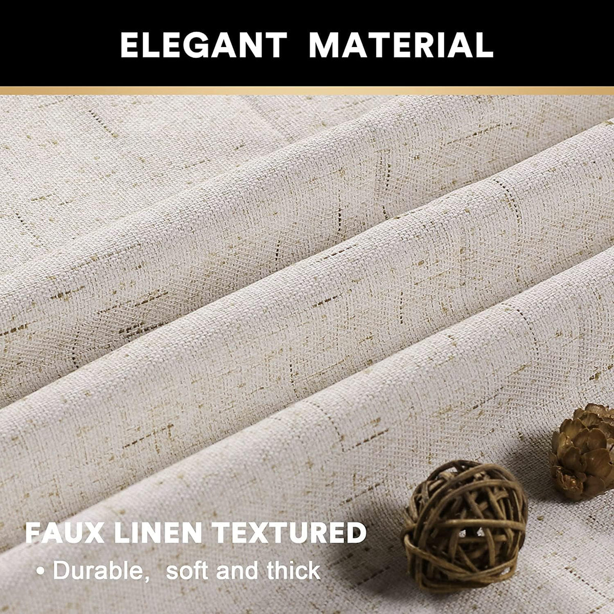 Blackout Curtains 84 Inches Long Faux Linen Thermal Insulated W100 X L84 Inch Y93942