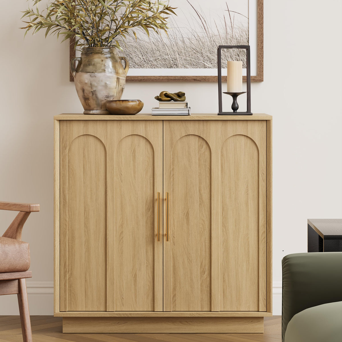 31.5" Oak Sideboard Buffet Cabinet with Storage Q151
