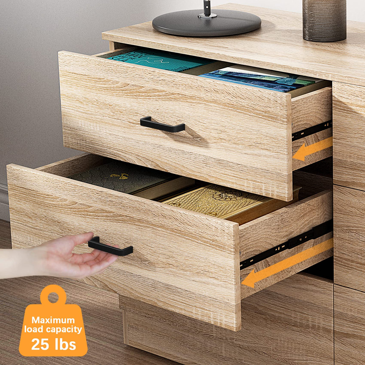 Light Oak 6 Drawer Dresser Y562