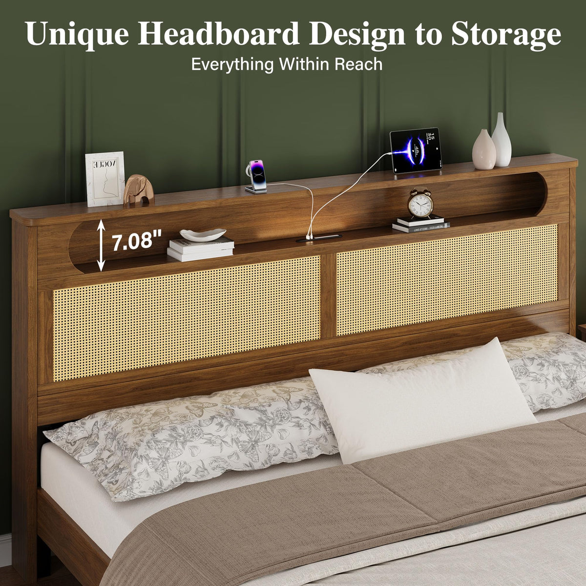 Queen Size Rattan Bed Frame with 2 Storage Drawers W660090