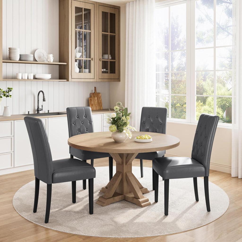 Dining Chairs Set of 2 Tufted Gray N41699