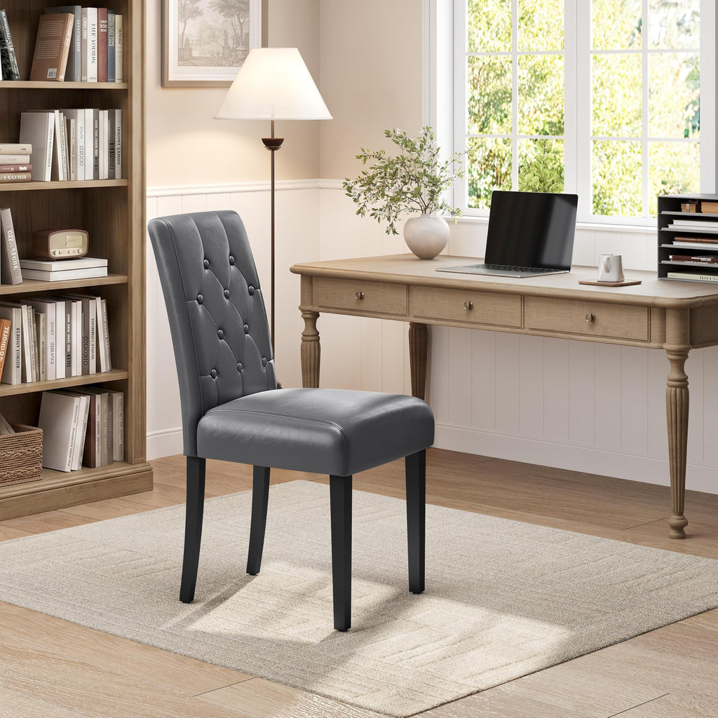 Dining Chairs Set of 2 Tufted Gray N41699