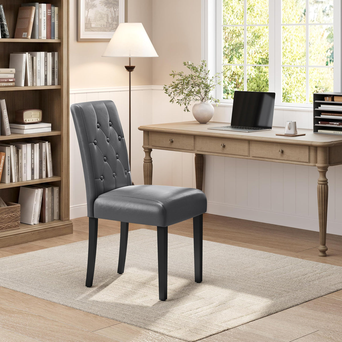 Dining Chairs Set of 2 Tufted Gray N41699