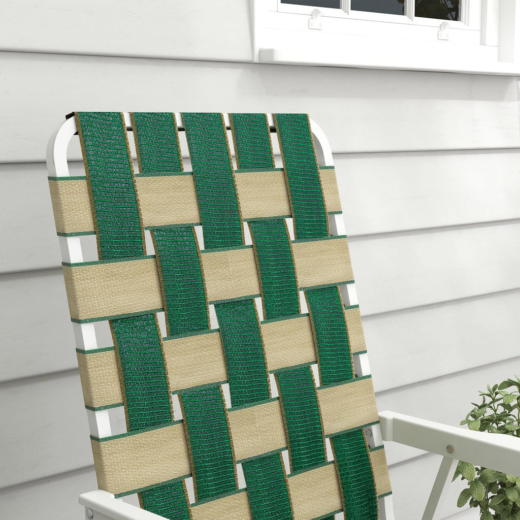 Set of 2 Oversized Folding Webbed Lawn Chairs with Armrests B824