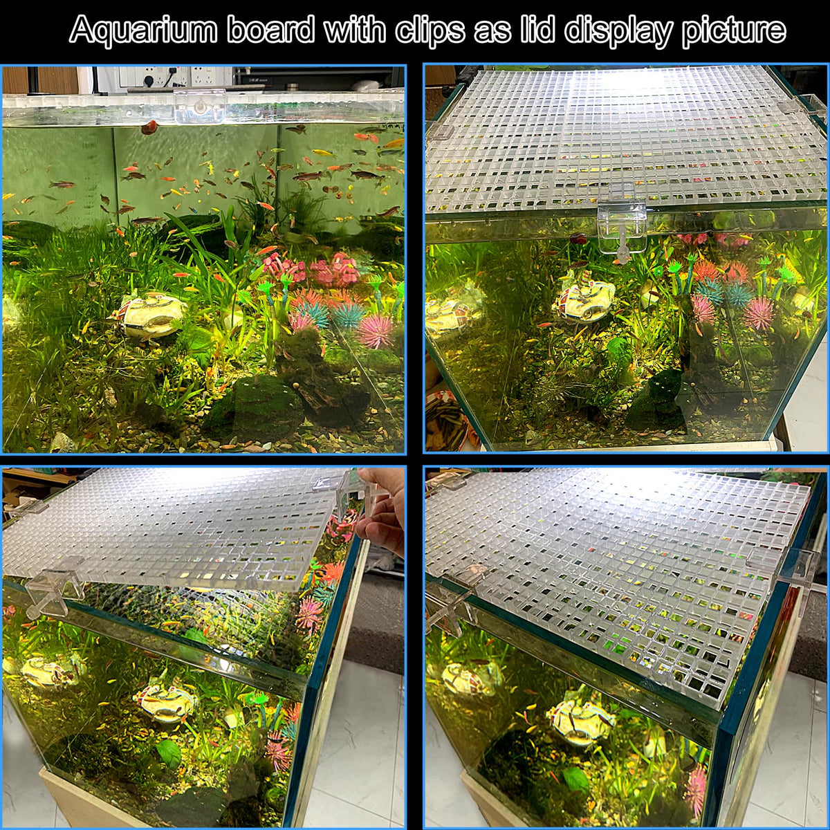 Aquarium Lid Fish Tank Top Cover Plastic Grid Panel Y252654