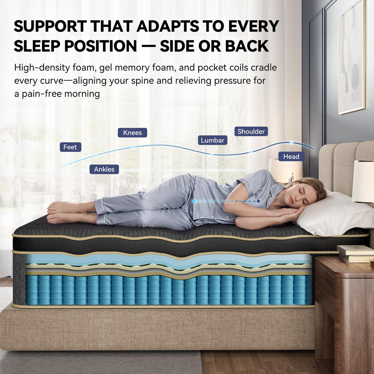 Queen Size 12 Inch Hybrid Medium Firm Mattress J3109