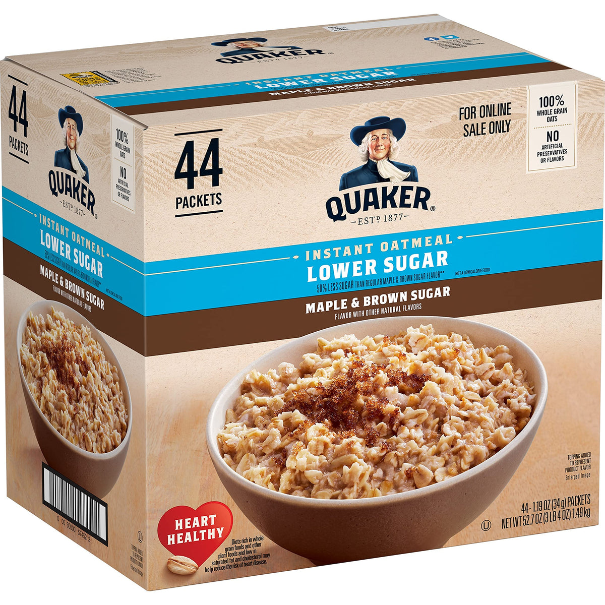 Instant Oatmeal Maple & Brown Sugar 1.19 Oz Pack of 44 P822396