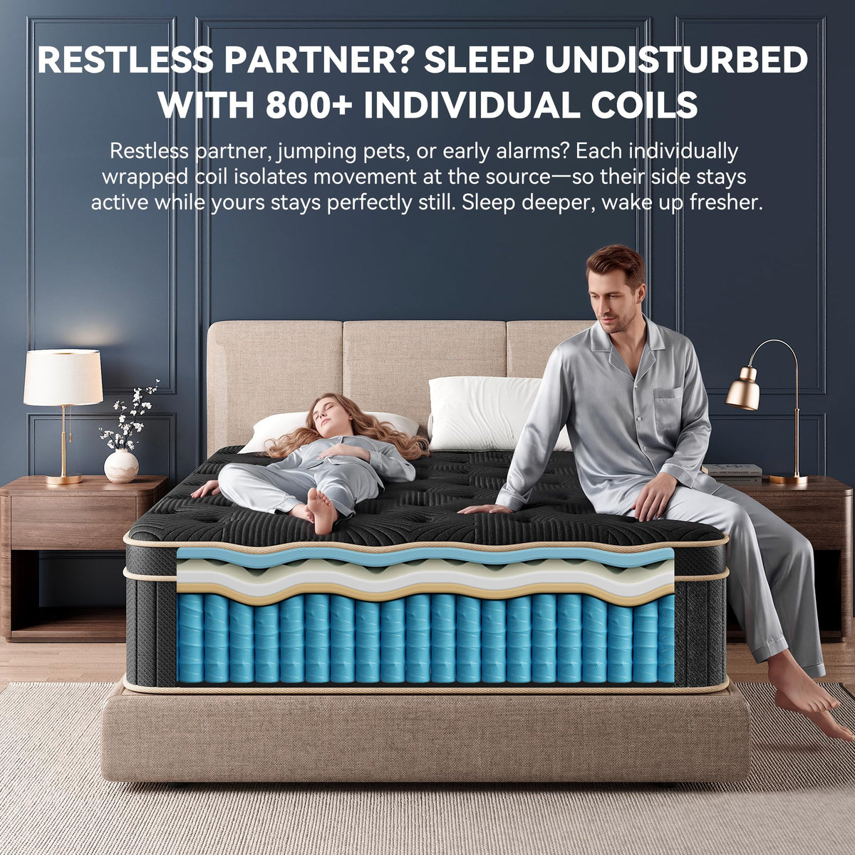 Queen Size 12 Inch Hybrid Medium Firm Mattress J3109