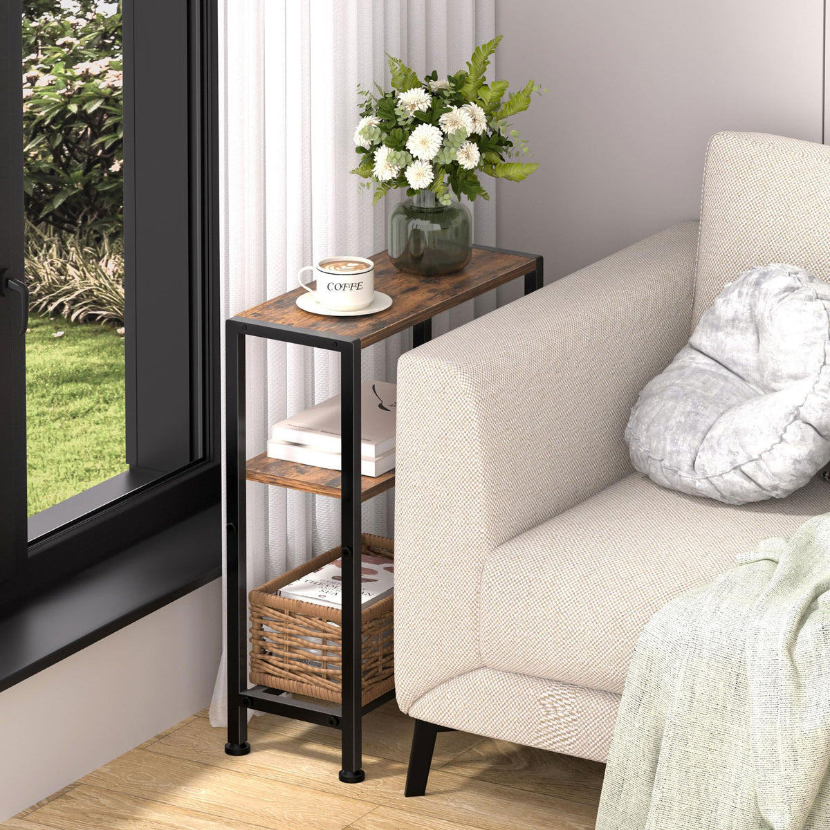 Narrow 2-Tier Side Table with Shelf B14608
