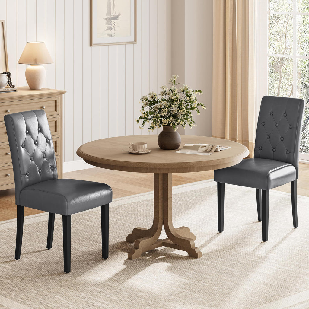 Dining Chairs Set of 2 Tufted Gray N41699